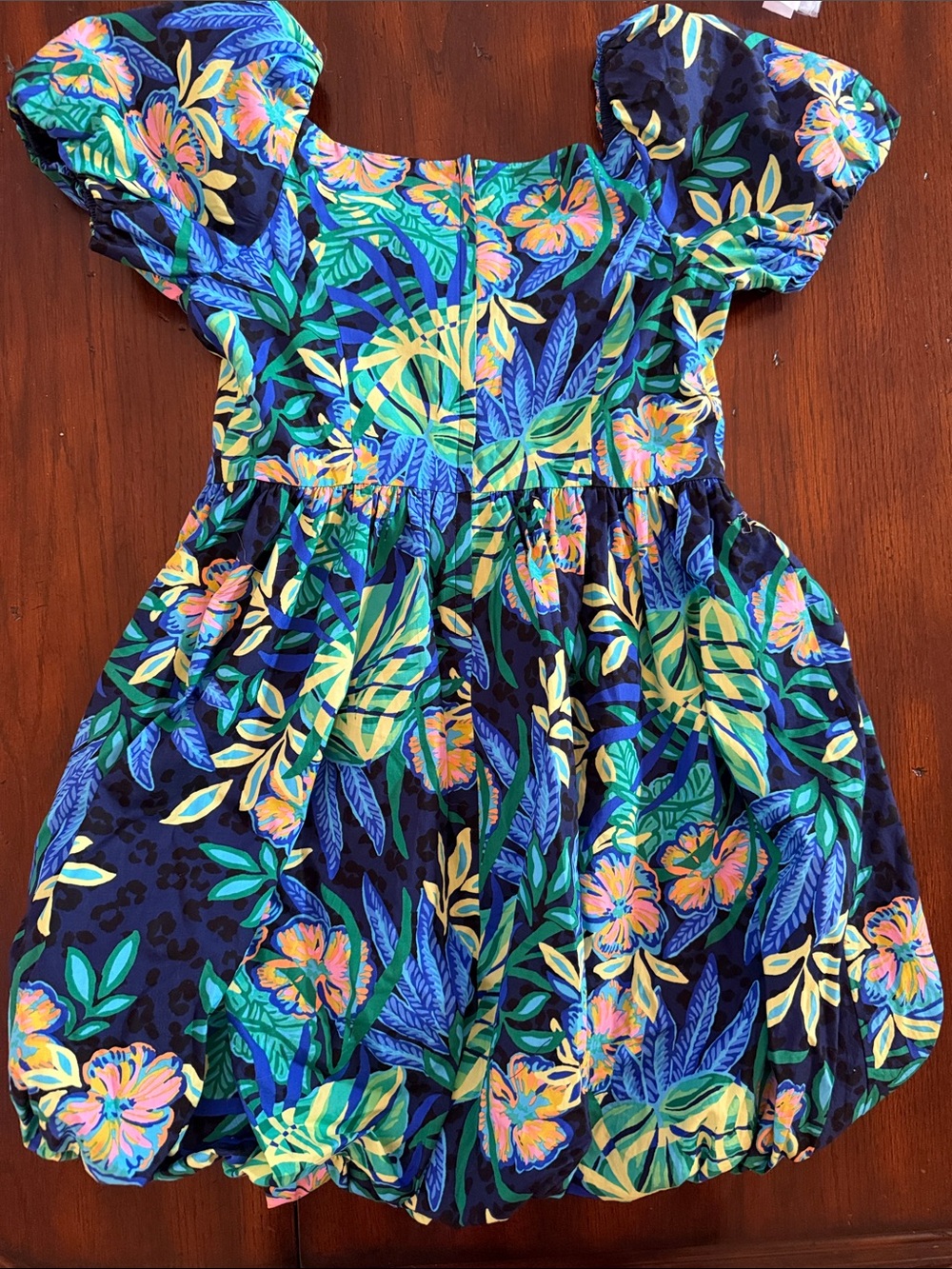 Girls Lilly Pulitzer Navy Floral Puff-Sleeve Dress - Picture 6 of 6